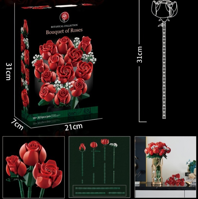 Rose Bouquet 30cm MOC set