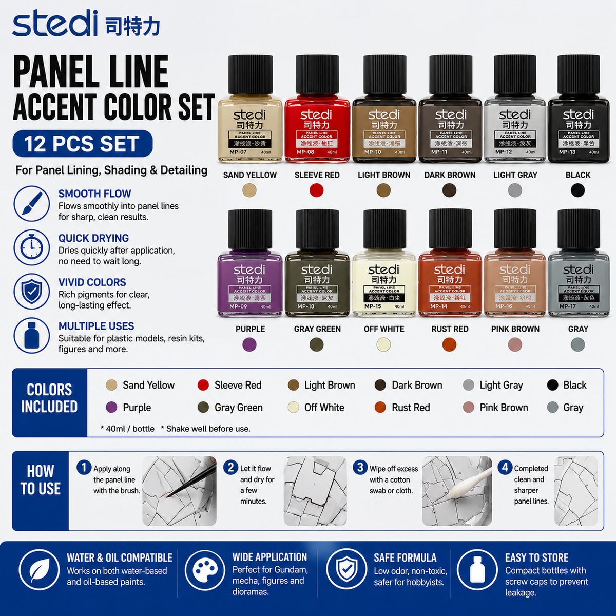 Stedi Panel Lining Accent Color - Base Ink Colours | STEDI | 40g
